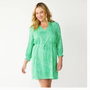 Draper James RSVP Floral Long Sleeve Dress - Green - Size XL